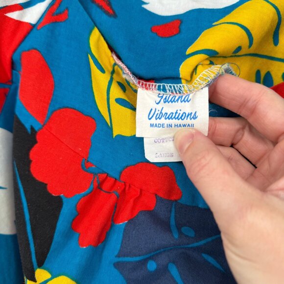 Island Vibrations Womens VTG Floral Hawaiian MuuMuu Dress Size L Multicolor SS - Picture 5 of 10